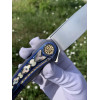 НОВАЯ ГОТИКА коллекционный скаладный нож ручной работы студии KUSTOM KNIVES, Сталь - Damasteel® RWL-34™ 61-62 HRC